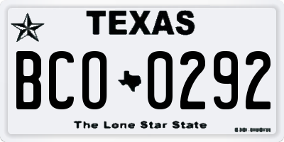 TX license plate BCO0292
