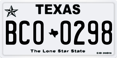 TX license plate BCO0298