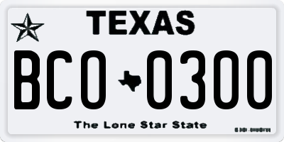 TX license plate BCO0300