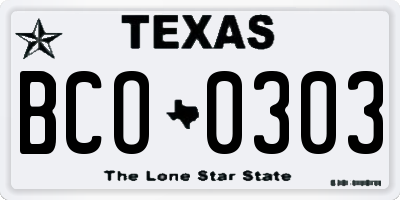 TX license plate BCO0303