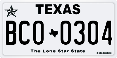 TX license plate BCO0304