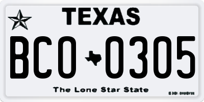 TX license plate BCO0305
