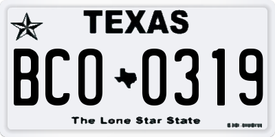 TX license plate BCO0319