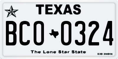 TX license plate BCO0324