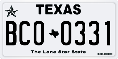 TX license plate BCO0331