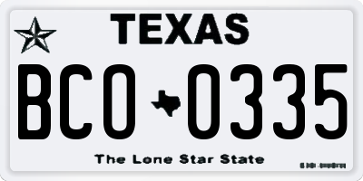 TX license plate BCO0335