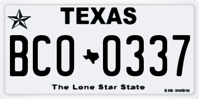 TX license plate BCO0337