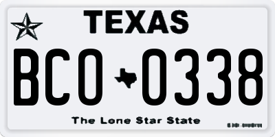 TX license plate BCO0338
