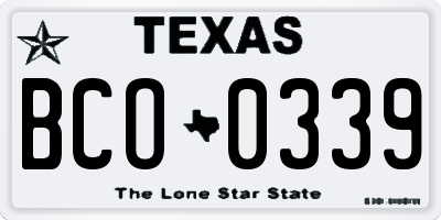 TX license plate BCO0339