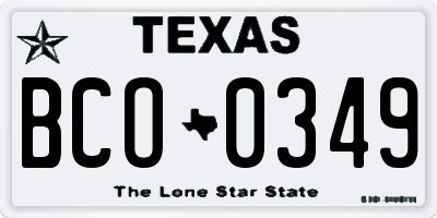 TX license plate BCO0349