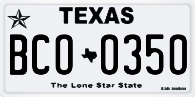 TX license plate BCO0350