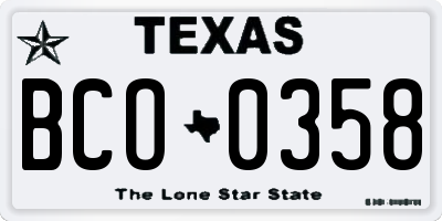 TX license plate BCO0358