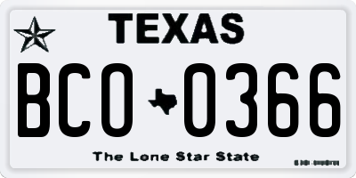 TX license plate BCO0366