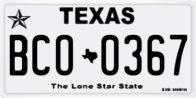 TX license plate BCO0367