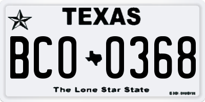TX license plate BCO0368