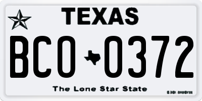 TX license plate BCO0372