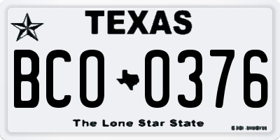 TX license plate BCO0376