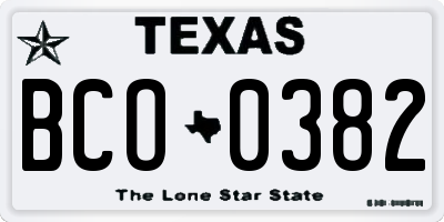 TX license plate BCO0382