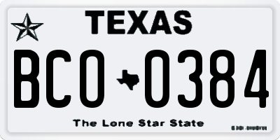 TX license plate BCO0384