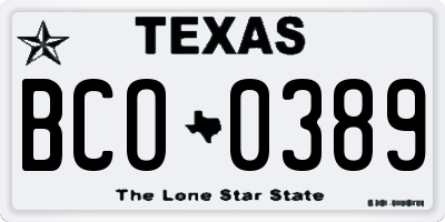 TX license plate BCO0389