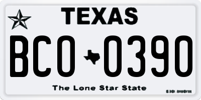 TX license plate BCO0390