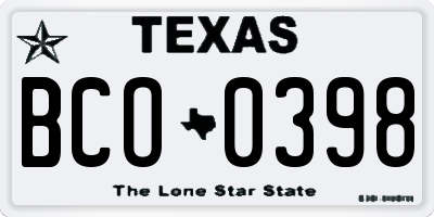TX license plate BCO0398
