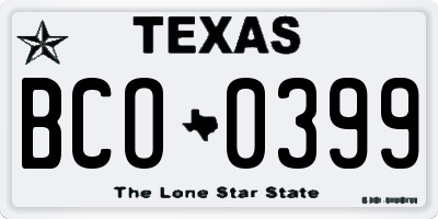 TX license plate BCO0399