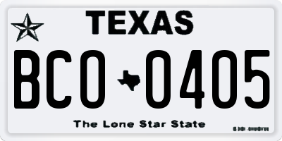 TX license plate BCO0405