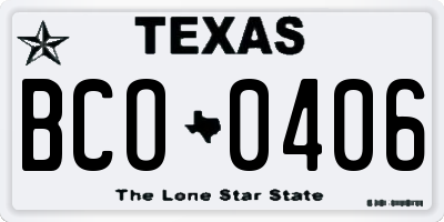 TX license plate BCO0406