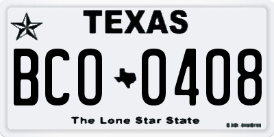 TX license plate BCO0408
