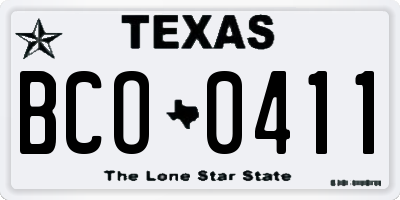 TX license plate BCO0411