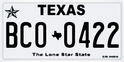TX license plate BCO0422