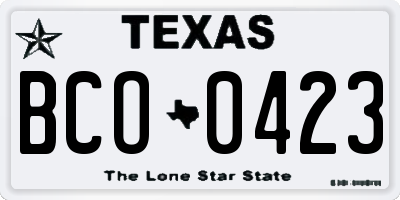 TX license plate BCO0423