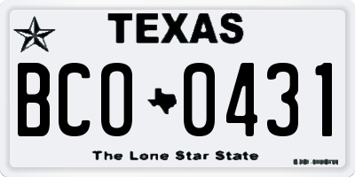 TX license plate BCO0431