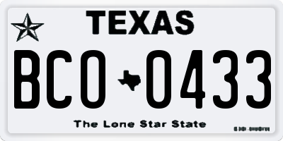 TX license plate BCO0433