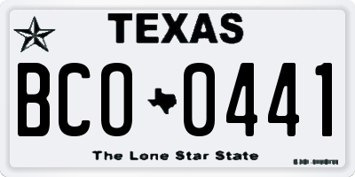 TX license plate BCO0441