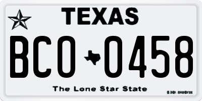 TX license plate BCO0458