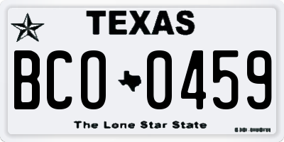 TX license plate BCO0459