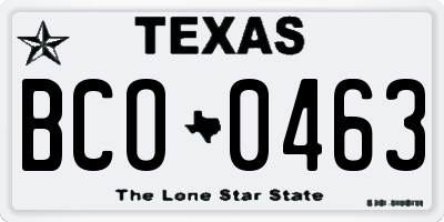 TX license plate BCO0463