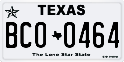 TX license plate BCO0464