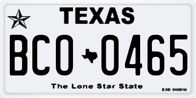 TX license plate BCO0465