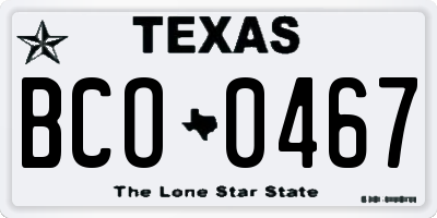 TX license plate BCO0467