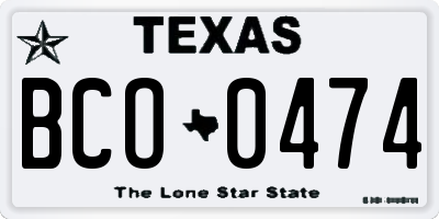 TX license plate BCO0474