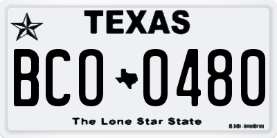 TX license plate BCO0480