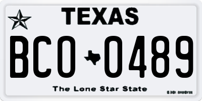 TX license plate BCO0489