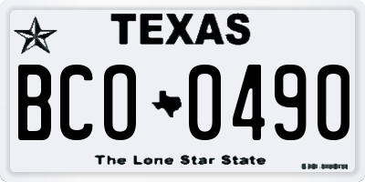 TX license plate BCO0490