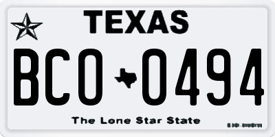 TX license plate BCO0494