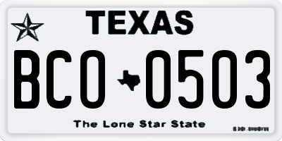 TX license plate BCO0503