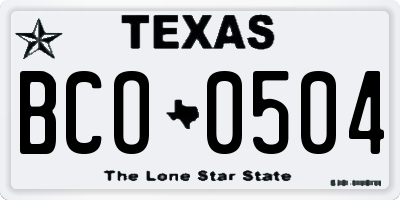 TX license plate BCO0504