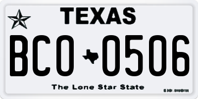 TX license plate BCO0506